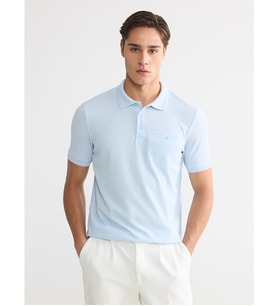LCWAIKIKI Classic Mavi Polo Yaka Dokulu Erkek Tişört