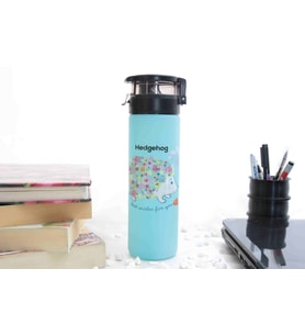 Yavru Kirpi Temalı - Renkli Baskılı Cam Suluk & Termos - 550 ml