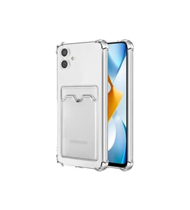 Samsung Galaxy A05 Kılıf Kart Bölmeli Şeffaf Silikon Kartlıklı