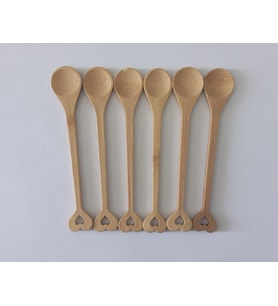 Ahşap Kaşık Kalp Desenli 14cm