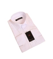 Beyaz Dar Kesim Slim Fit Uzun Kol Düz Renk Erkek Gömlek  - 151-1