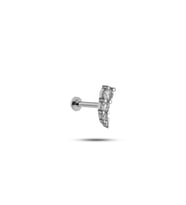 925 Ayar Gümüş Rodyumlu Minimal 4 Taşlı Tragus Piercing Küpe