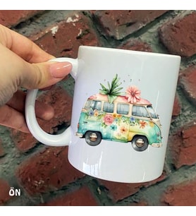Size Özel Çiçekli Karavan Seramik Baskılı Kupa Bardaklar