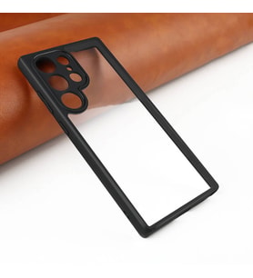 Galaxy S24 Ultra Kılıf Kamera Korumalı Şeffaf Arka Yüzey New Roll Kapak (Siyah)