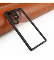 Galaxy S24 Ultra Kılıf Kamera Korumalı Şeffaf Arka Yüzey New Roll Kapak (Siyah)