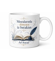 Şair Şiir Kitabı Basanlara Mısraların Gücü Duygu Yüklü Baskılı Kupa Hediye Bardak