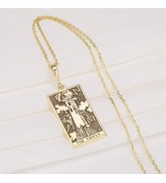 Kişiye Özel 925 Ayar Gümüş The Tower Tarot Kart Kolye (Gold)