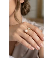Kelebek İncili Model Renk Zirkon Taşlı Kadın Yüzük 5886 - HPSBYI4909-3582