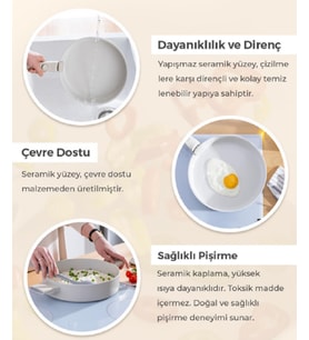 Acar Ultimate Pro İndüksiyon Tabanlı Tava 30 cm 7842 (Beyaz)