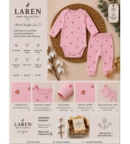 Laren Baby %100 Pamuk Çiçek Desenli 2’li Bebek Zıbın Takımı