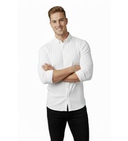 DeepSEA Erkek Beyaz Slim Fit Fitilli Gömlek – Likralı Esnek Kumaş Şık Model 2500805