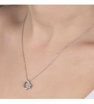 Ucarticaret S-warovski Crystal Taşlı Oval Gümüş Kadın Kolye