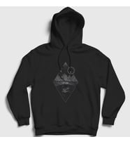 Presmono Unisex Siyah Earth Camper Kamp Kapüşonlu Sweatshirt 371227tt