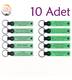 Yeşil & Fıstık Yeşili, Düğün Törenlerine Katılanlara Armağan, 10’lu Set, Kişisel Tarihli Anahtarlık