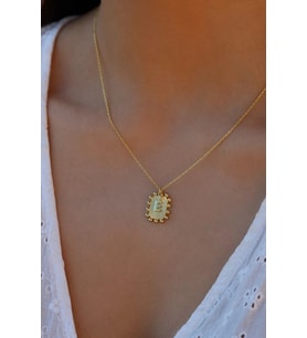 925 Gümüş  Harfini Seç Plaka Kolye (Gold)