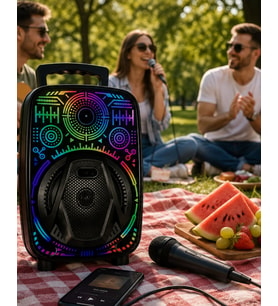 Karaoke Hoparlör RGB LED LED'li USB FM Radyo Destekli Taşınabilir Speaker