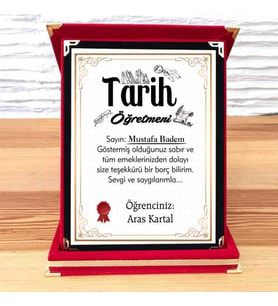 Tarih Öğretmenine Plaket (STD)