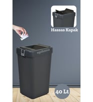40 Lt Siyah Çöp Kutusu, Hassas Kapaklı, Pratik Kullanım, Egohome