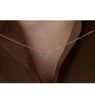 Onseva Kuyumculuk Turkuaz Mini Yıldız Kolye Charm Kolye 14 Ayar Altın