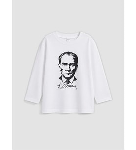 LCW Kids Beyaz Atatürk Baskılı Erkek Çocuk Tişört