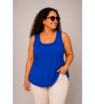 Kadın Büyük Beden Günlük Bluz - Kare Yaka Biyeli Atlet