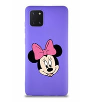Samsung Galaxy Note 10 Lite Soft Premier Kapak Minnie Mouse-C Tasarımlı Silikon Kılıf - Mor (Şeffaf)
