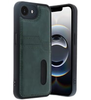 Pilelistore   iPhone 16E Kılıf Sara Kartvizitli Deri Kılıf - Koyu Yeşil