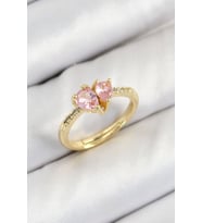 Pirinç Zirkon Taşlı Pembe Kalp Model Renk Kadın Yüzük