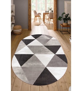 Dijital Baskılı Kaymaz Taban Yıkanabilir Oval Salon Halısı Mutfak Halısı Yolluk NDO-HY-1194 (Kahverengi)