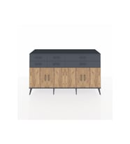 Kronos Konsol 3 Raflı 6 Çekmeceli 4 Kapaklı 176x59x99 Antrasit-Çam/Antrasit