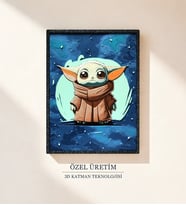 Grogu Baby Yoda 3D Tablo 15×20 cm