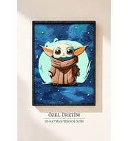 Grogu Baby Yoda 3D Tablo 15×20 cm
