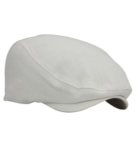 Beyaz Kasket Pamuklu London Flat Cap Şapka