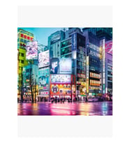 Anime Akihabara Neon Rüya Islak Sokaklarda Birçok Renkli Yansıma Tablo Ahşap Poster Dekoratif