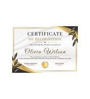 Gold and Black Elegant Certificate of Recognition