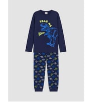 LCW Kids Lacivert Dinozor Baskılı Erkek Çocuk Pijama Takım