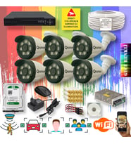 Qromax 6 Kameralı Set - Yapay Zeka Özellikli Gece Renkli Gösteren 8 Warm Ledli TurboHD Güvenlik Kamerası Seti 3908W-108