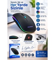Kablosuz Şarjlı Sessiz Tıklamalı Ergonomik Mouse
