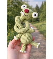 El Yapımı Amigurumi Sid Temalı Peluş  Araba Direksiyon Süsü, Dekoratif & Hediyelik Örgü Figür (Yeşil)