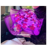 led ışıklı kelebek buketi, solmayan çiçek, hediye buket (Mor)