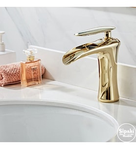 Sipahi Marble Altın Şelale Kısa Lavabo Bataryası