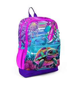 CORAL HIGH 23756 KIDS PEMBE MOR KAPLUMBAĞA DESENLİ DÖRT BÖLMELİ SIRT ÇANTASI