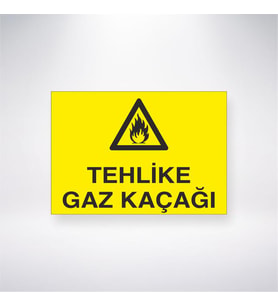 Tehlike Gaz Kaçağı 21x28 Arkası Yapışkanlı Levha
