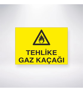 Tehlike Gaz Kaçağı 21x28 Arkası Yapışkanlı Levha