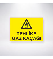 Tehlike Gaz Kaçağı 21x28 Arkası Yapışkanlı Levha
