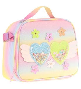 Kaukko Kids Kız Çocuk Isı Yalıtımlı Okul/Piknik Beslenme Çantası (Simli Kalp ve Çiçekler) L7213