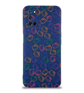 Oppo A52 Uyumlu Lansman Kılıf Hello Kitty Tasarımlı İçi Kadife Kapak-Lacivert (Şeffaf)