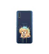Samsung Galaxy A01 ile Uyumlu Splash Köpek Tasarımlı Şeffaf Silikon Kılıf