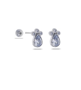 Su Damlası Rodyumlu Tragus Gümüş Küpe 5520