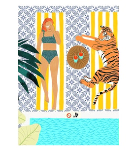 Kaplanınızla Nasıl Tatil Yapılır #illustration Tablo Ahşap Poster Dekoratif